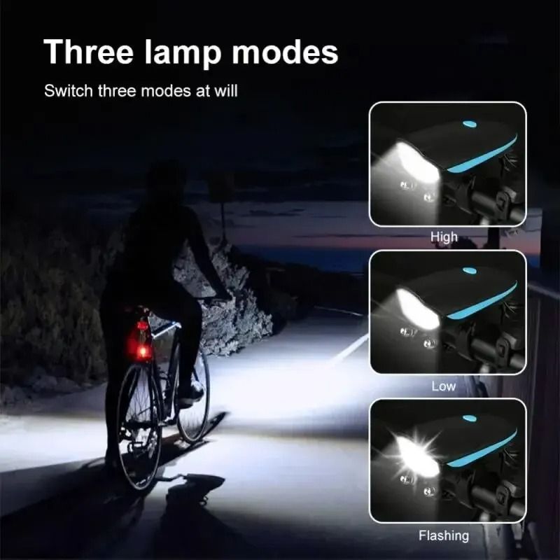Waterproof USB Rechargeable Bicycle Headlight | 3-Mode High-Intensity LED Flashlight for Mountain & Road Safety