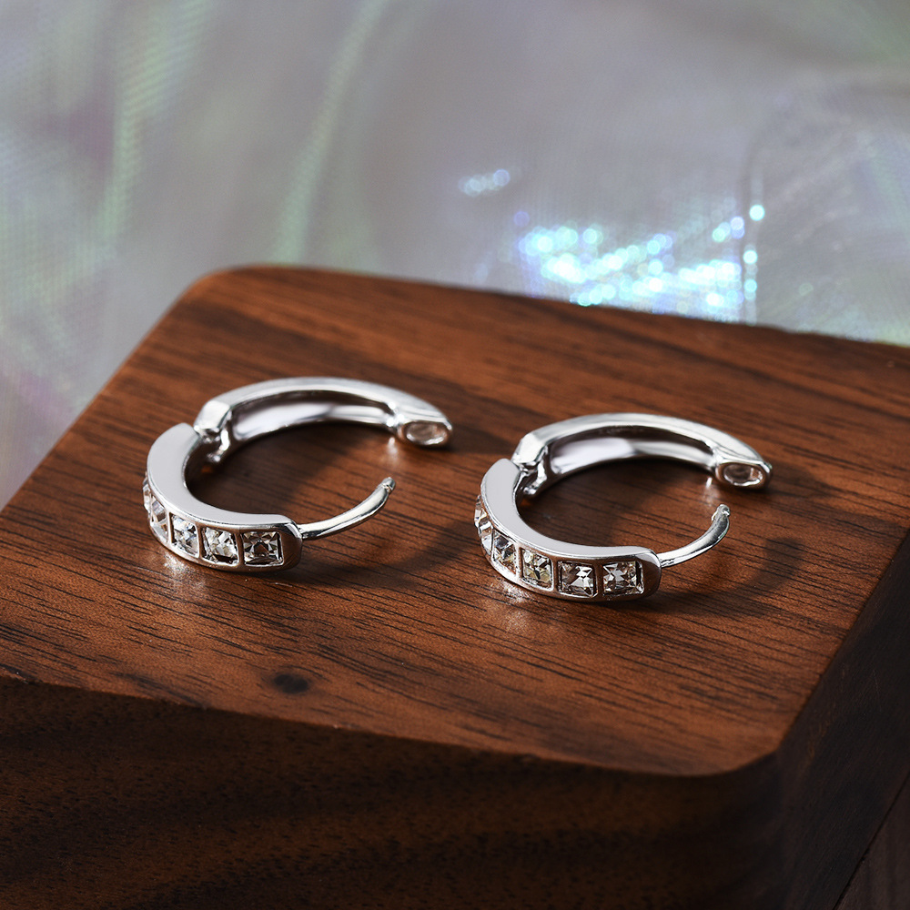 Women's Circle Round Earrings, Sterling Silver Shining Zircon Jewelry, Elegant Birthday Gifts