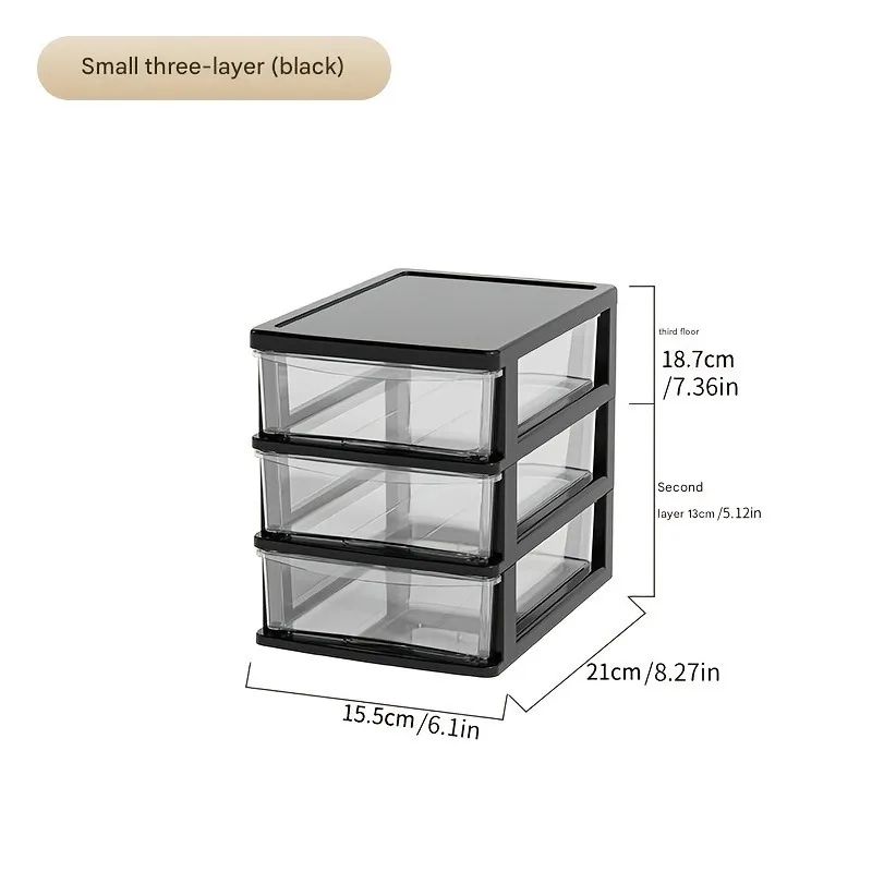 Clear Drawer Office Desktop Storage Box – Japanese Style Transparent Organizer for Cosmetics & Stationery