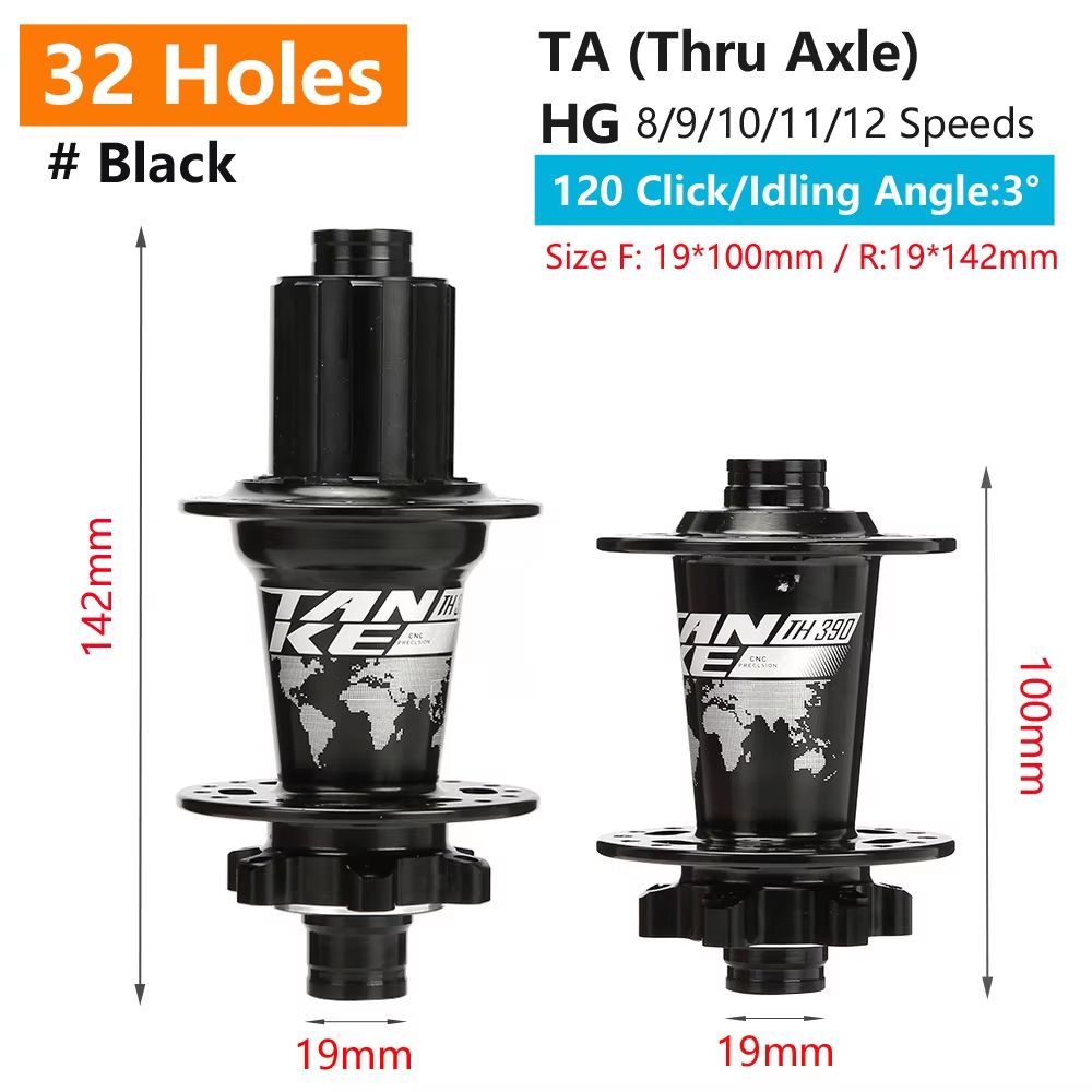 TANKE 120-Click 6-Bearing MTB Hub – 28/32/36H Disc Brake Front & Rear (8-12 Speed)