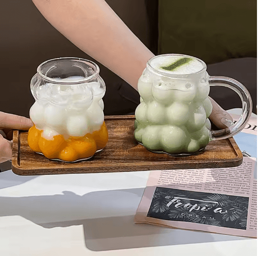 INS Style 3D Rose Glass Cup Heat Resistant Transparent Coffee and Juice Tumbler