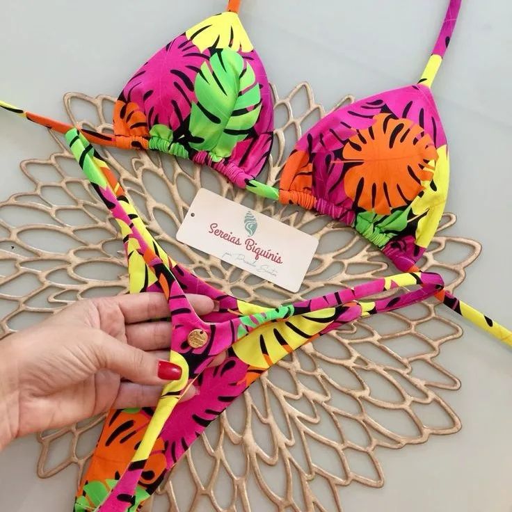 Womens Split Print G-String Bikini Set Sexy Beach Swimwear