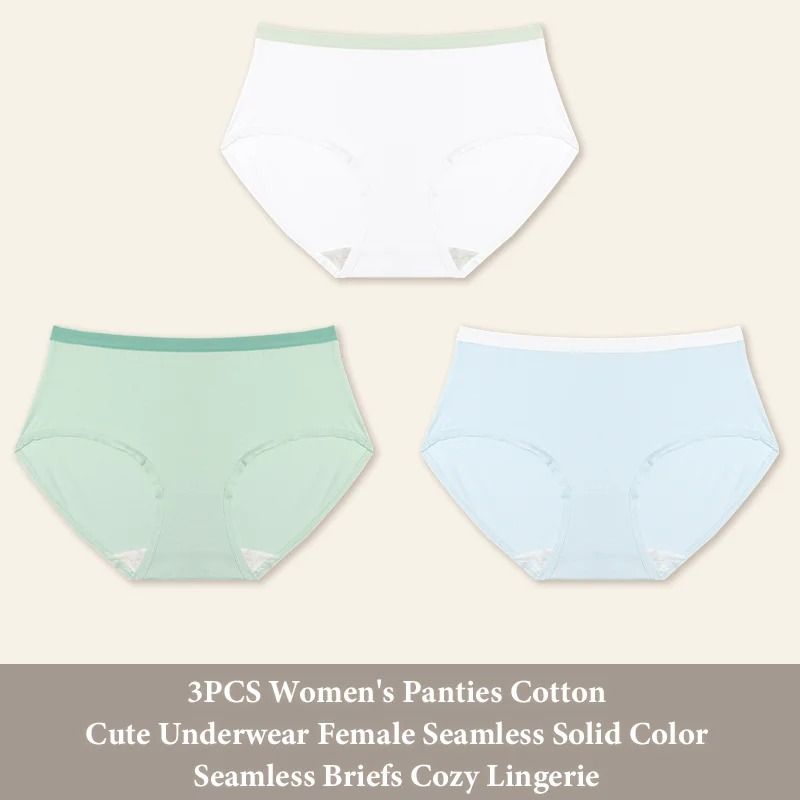 Women Seamless Cotton Brief Panties 3 Piece Set