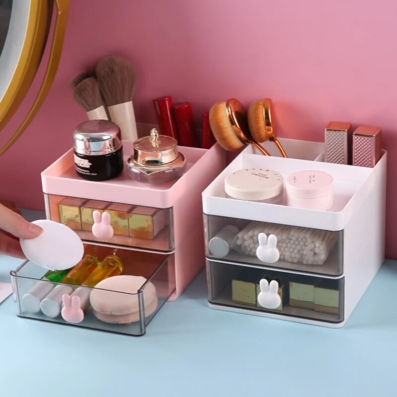 Compact Desk Organizer with Drawer, Makeup Organizer, Office Storage Box for Pens, Mobile Phones, and Business Cards