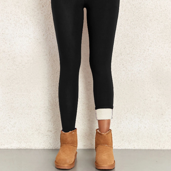 Women's Fleece-Lined Leggings with Side Pockets, Cold Super Warm Pants, Casual Velvet Lamb Leggings