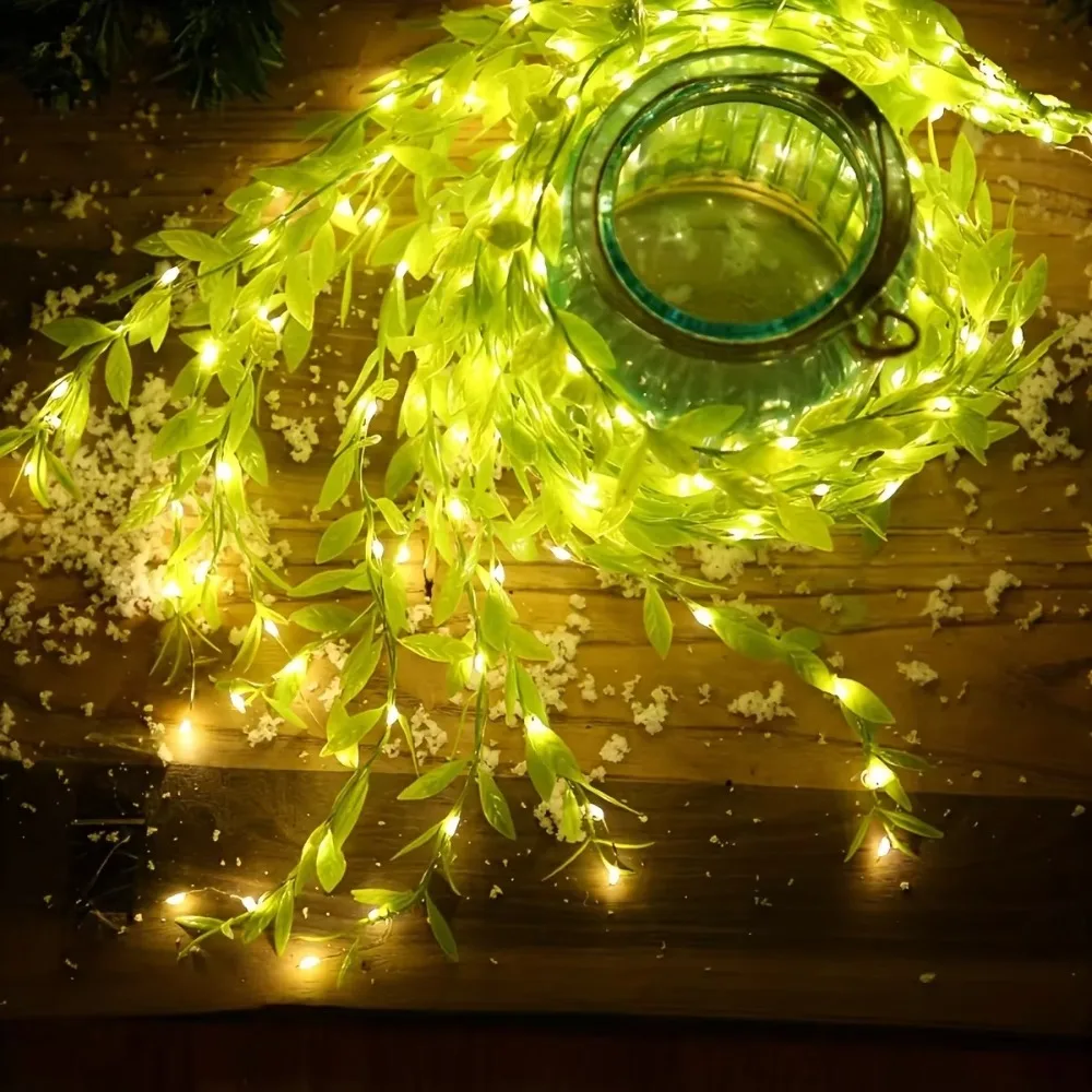 Battery Box Powered Green Willow Light, Indoor Bedroom, Living Room, Kid Room, Patio, Party Festival Decor Lighting