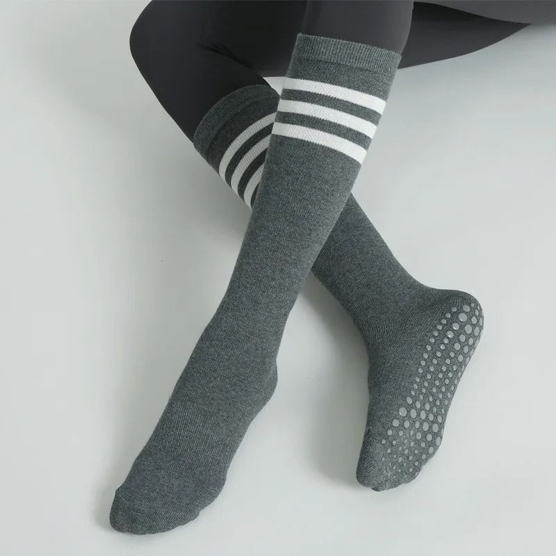 Autumn Winter Women Anti Slip Yoga Socks Cotton Breathable Fitness Pilates Mid Tube Ballet Dance Socks
