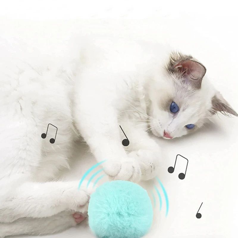 Interactive Ball Smart Cat Toy – Plush Electric Catnip Training Toy with Touch Sound & Squeak, Kitten Pet Product