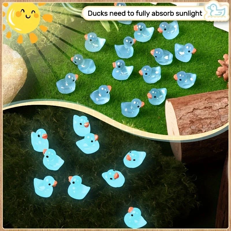 Glow in the Dark Mini Blue Duck Figurines Set