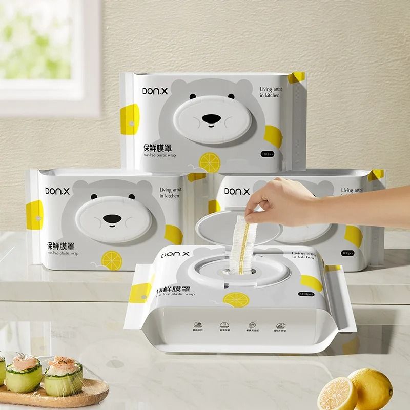100 Piece Disposable Cling Film Food Covers for Kitchen Storage