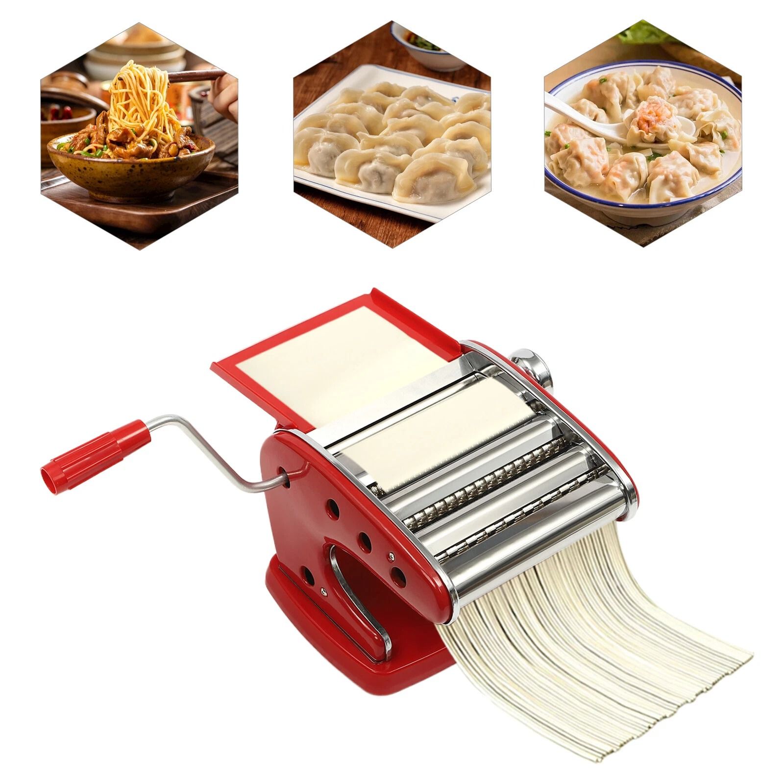 Pasta Maker Machine with Adjustable Thickness Settings, Durable Stainless Steel Construction