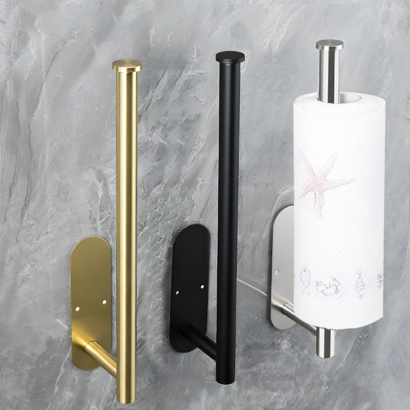 Self Adhesive Wall Mounted Paper Towel Holder Stainless Steel No Drill Bathroom Kitchen Rack