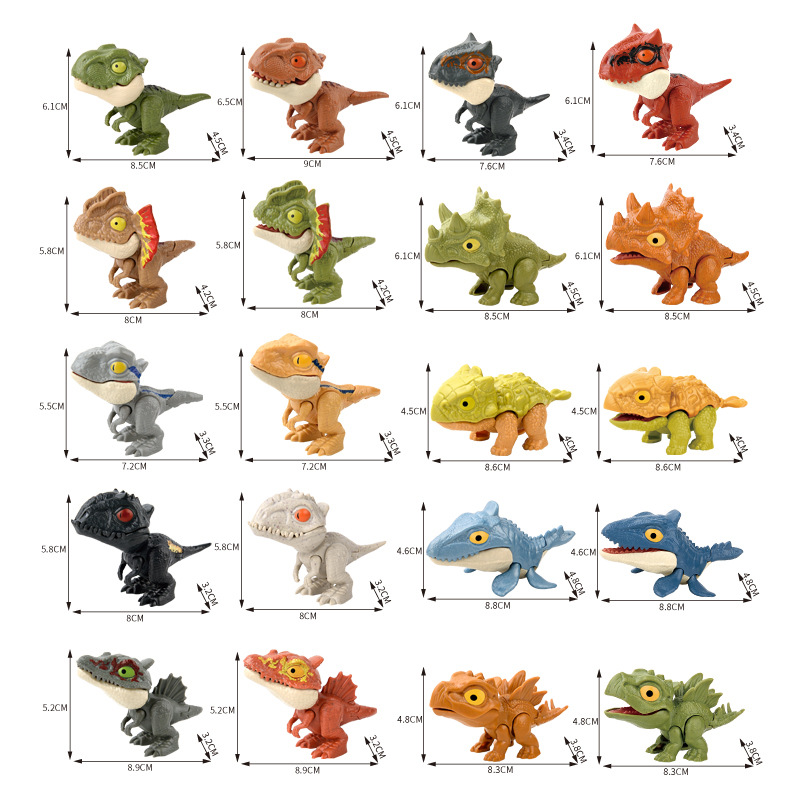 Funny Mini Cartoon Dinosaur Toy Plastic Tyrannosaurus Finger Puppet, Jointed Animal Hand Doll Prop