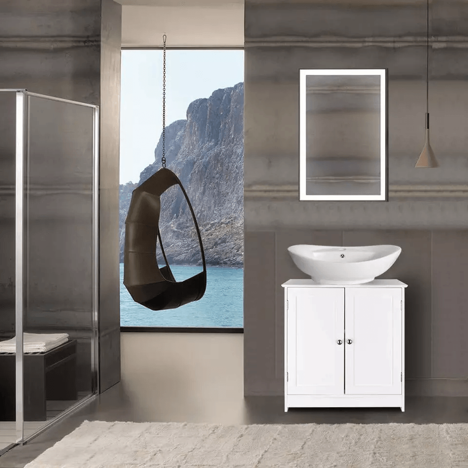 Modern Bathroom Vanity Cabinet with Single Wood Vessel Sink