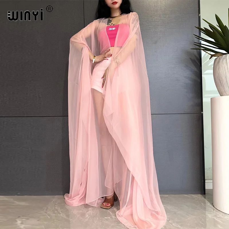 Sheer Monochrome Kimono Beach Cover Up