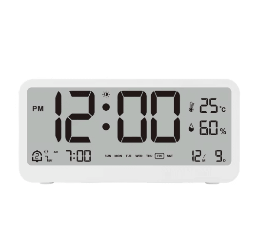 8001 EN Digital Alarm Clock with LED Display Dual Alarm Temperature & Humidity Monitor