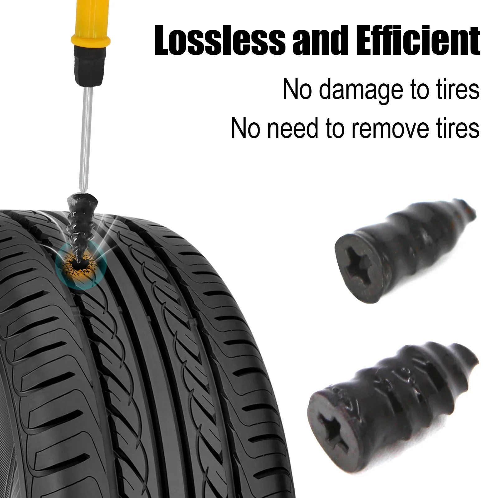 Car Tire Repair Kit Universal Emergency Puncture Plug Tools with Tyre Strips & Glue