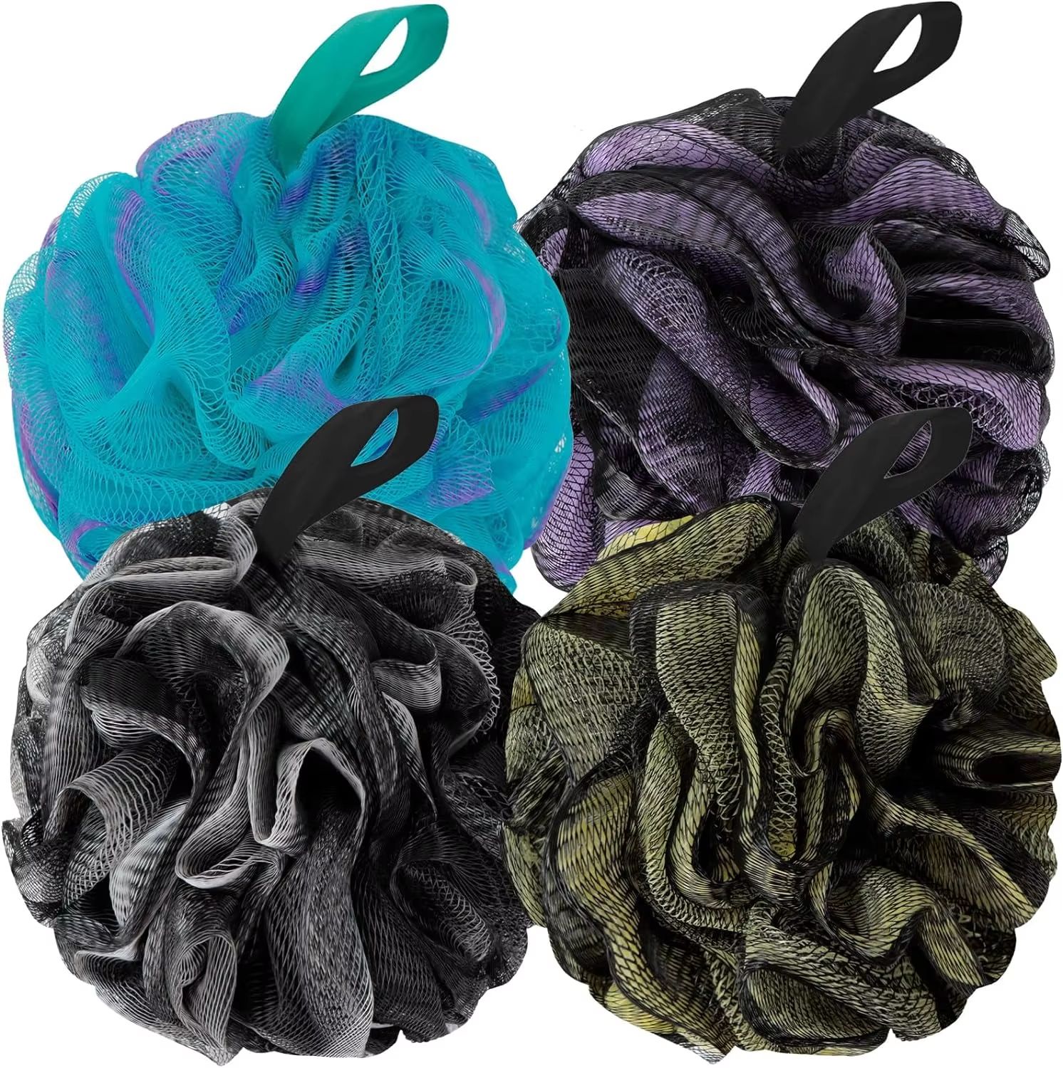 DeepClean Body Mesh Loofah 4-Pack – Soft Shower Sponge Back Scrubber