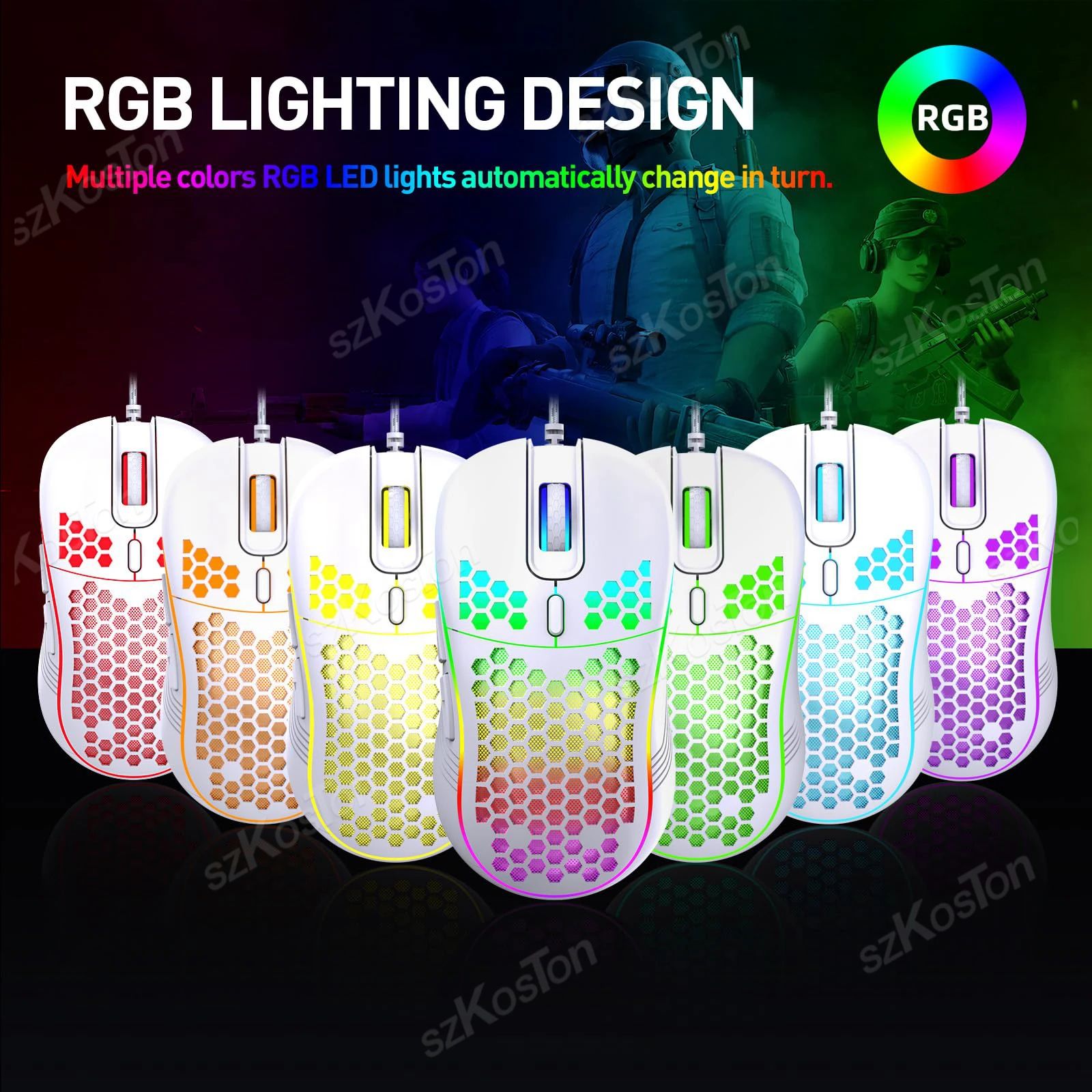 RGB Wired Gaming Mouse with 7200 DPI – Ergonomic High-Precision Mouse for PC Gamers