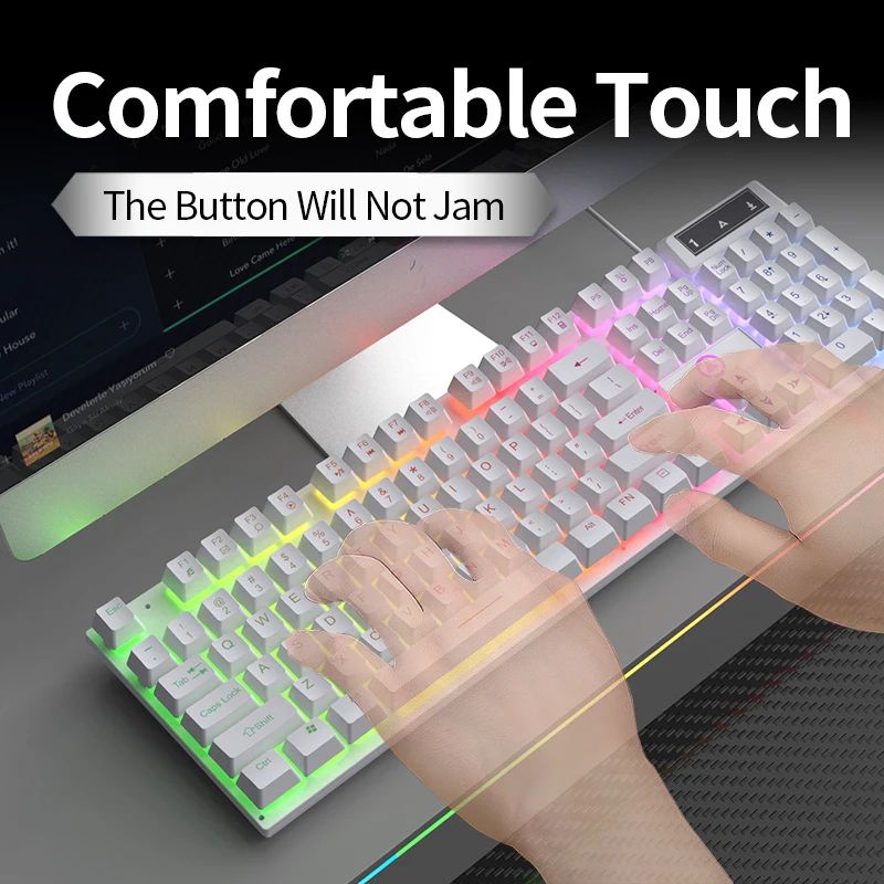 YINDIAO K500 Low Profile Wired Gaming Keyboard with Numpad