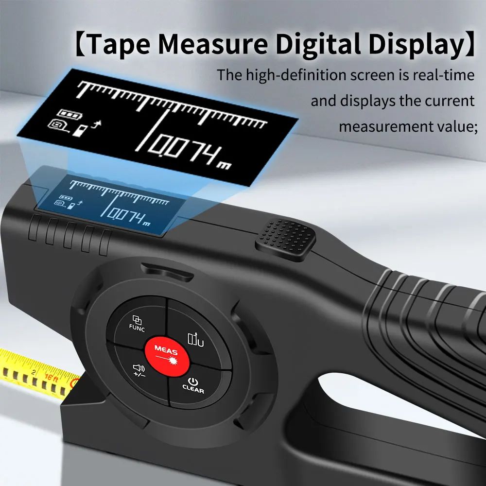 3in1 High Accuracy Laser Tape Measure Laser Distance Meter with Rangefinder Roulette & Electronic Ruler for Measurements