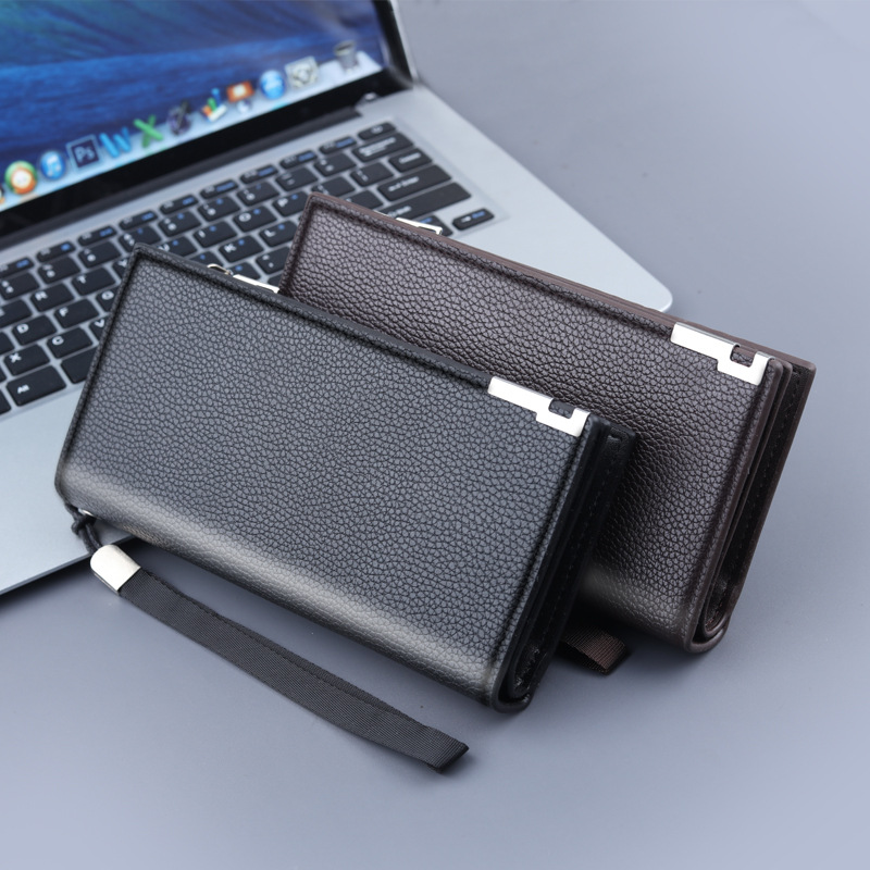 Multifunctional Mens PU Leather Clutch Wallet with Phone Pocket and Card Holder