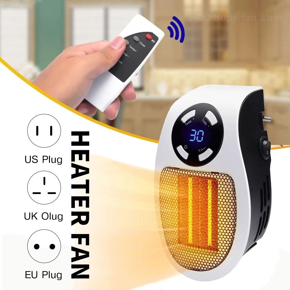 500W Plug In Portable Electric Space Heater with Remote Control