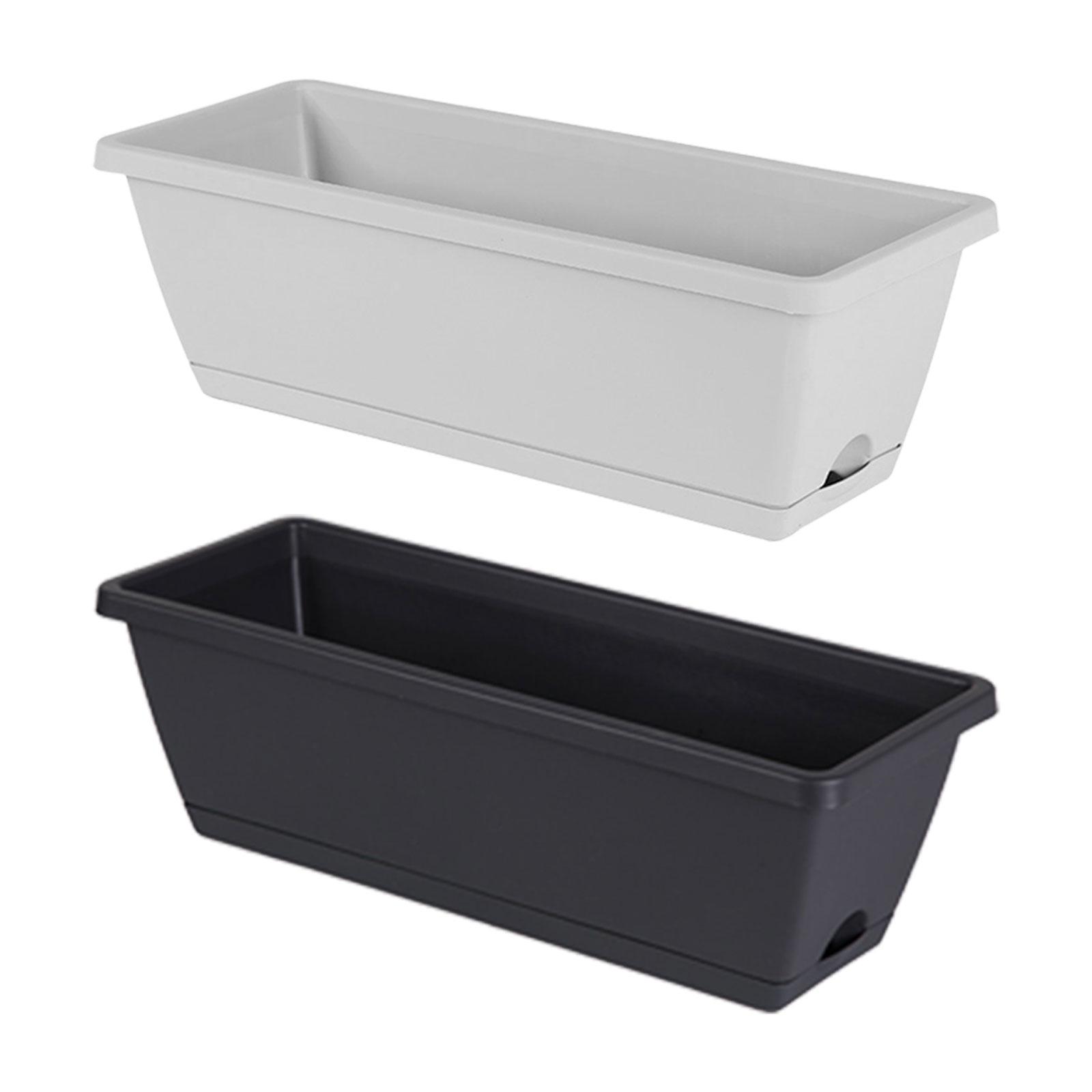 Rectangular Window Box Planter with Drainage Tray Indoor Outdoor Garden Pots Set