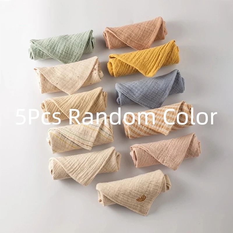 Soft Muslin Baby Washcloth Set Cotton Gauze Newborn Face Towels Pack of 5