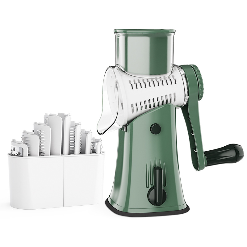 Rotary Cheese Grater and Vegetable Mandoline Slicer with Julienne Cutter and Nut Chopper