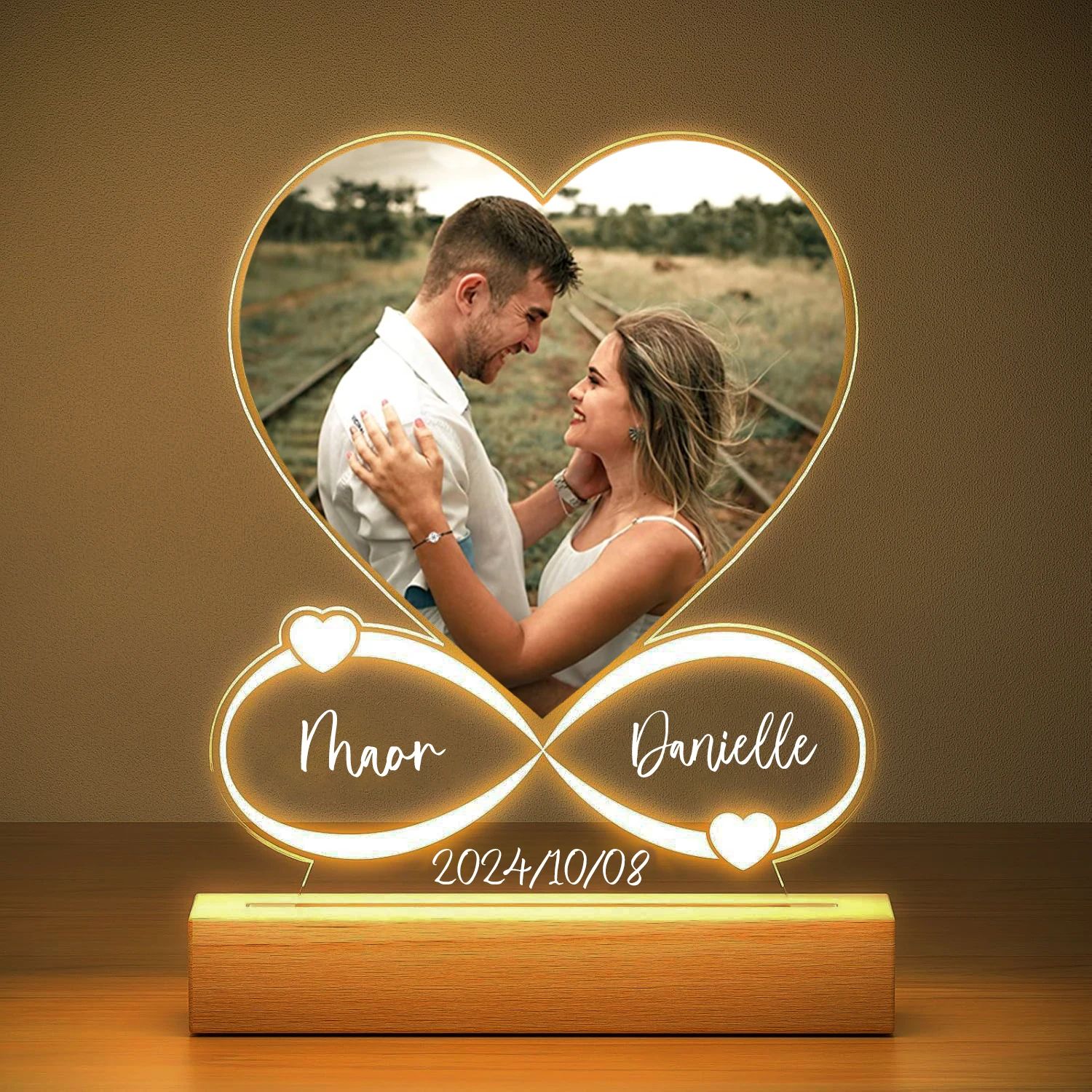 Custom Photo Acrylic Plaque Personalized Couple Gift Anniversary Love Frame