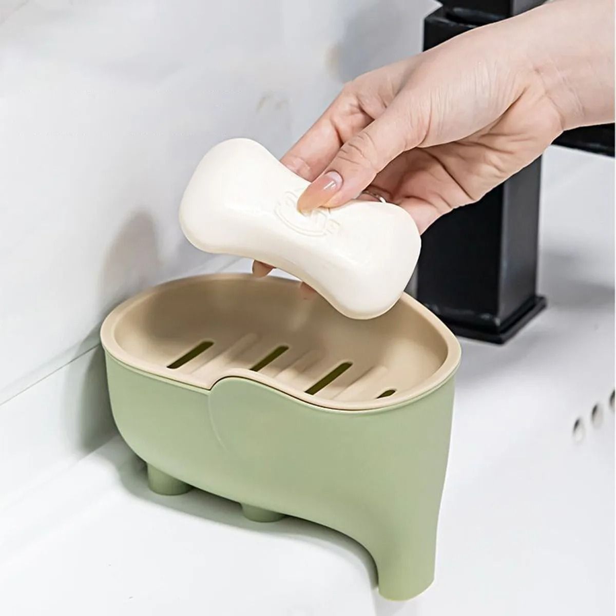 Elephant Shaped Double Layer Soap Box For Bathroom And Sink