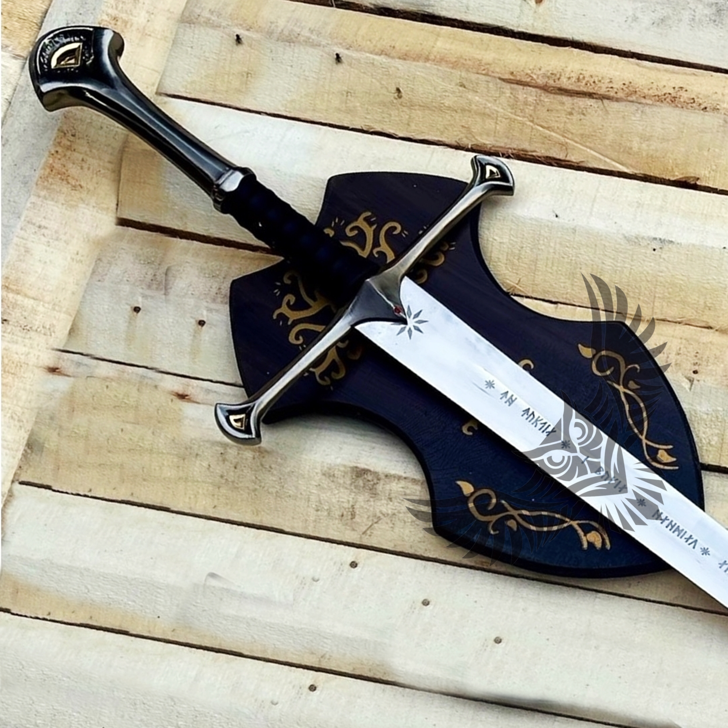ANDURIL – Sword of the Strider Custom Engraved Aragorn Sword | Lord of the Rings Inspired Ranger Sword with Wall Plaqu