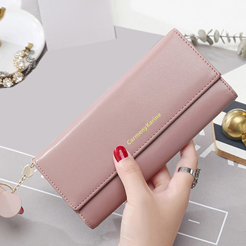 Fashion Womens Leather Long Wallet Multi functional Fold Purse Fresh Female Clutch Card Holder
