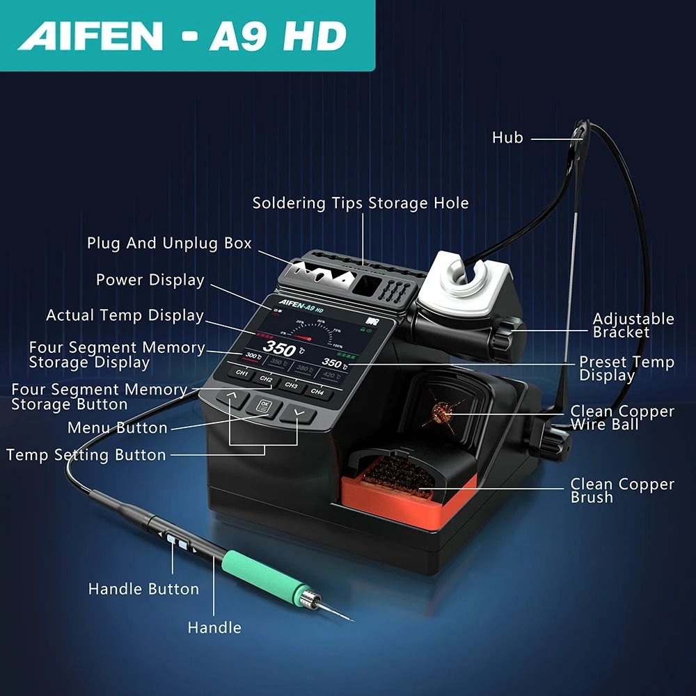 AIFEN A9HD 180W Digital Soldering Iron Station with Curve Mode