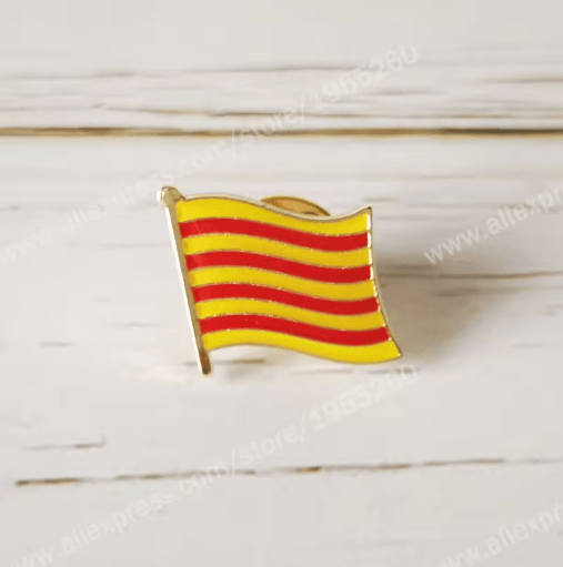 Catalonia Flag Enamel Lapel Pin Crystal Epoxy Badge