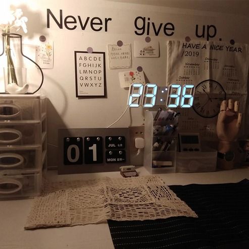 LED Big Wall Clock, USB Powered Digital Alarm, Snooze Function, Auto Brightness