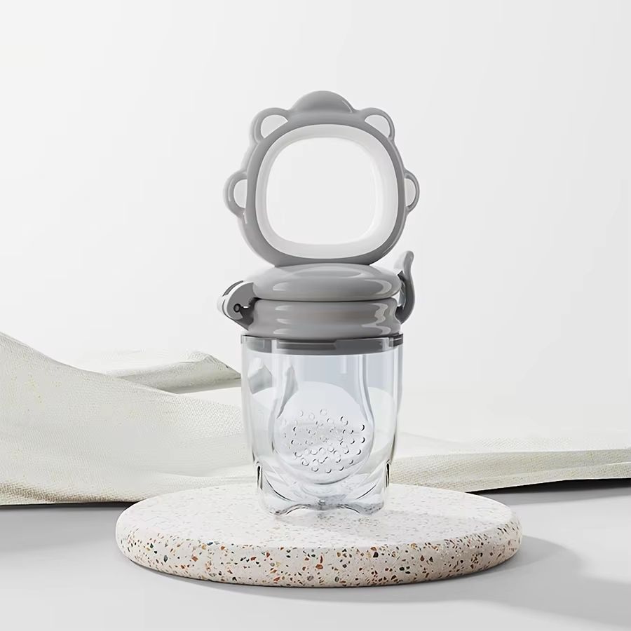 Silicone Baby Fruit & Vegetable Feeder with Mesh Cartoon Lion Design - Safe Self-Feeding & Teething Aid