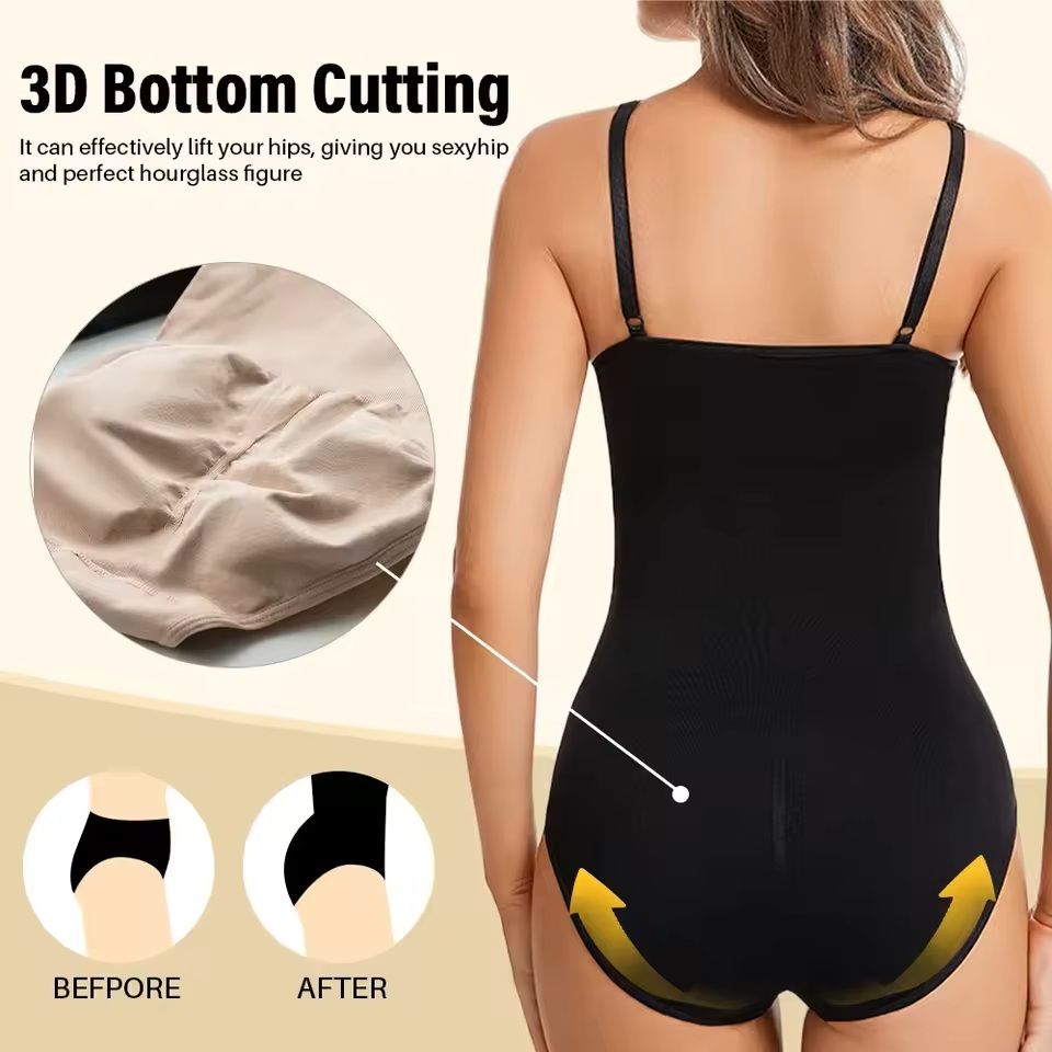 Seamless Full Body Shaper – Slimming Bodysuit with Open Crotch and Butt Lifter