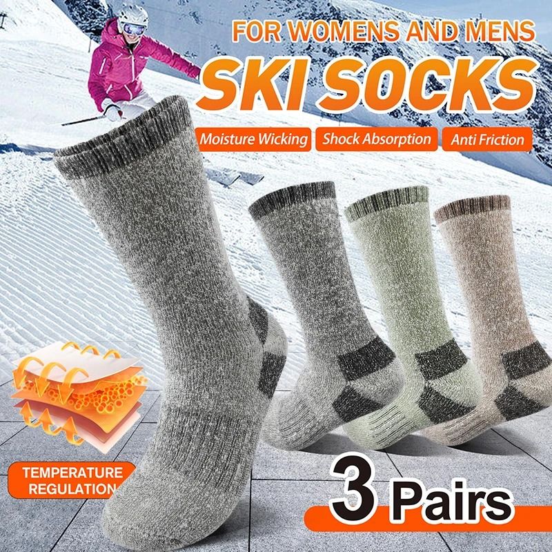 Winter Men Thermal Socks Thick Warm Wool Mid Calf Sports Socks