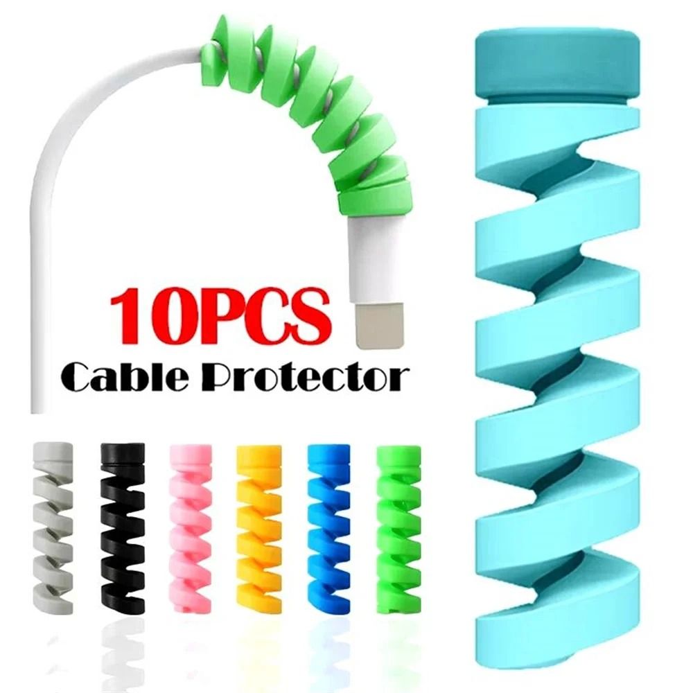 10PCS Silicone Spiral Data Cable Protectors and USB Wire Savers