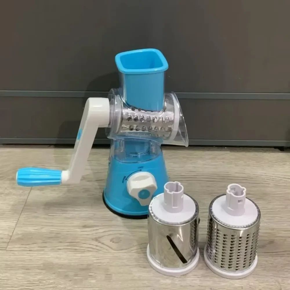 Rotary Vegetable Cutter Kitchen Shredder with Handle and Drum Blades