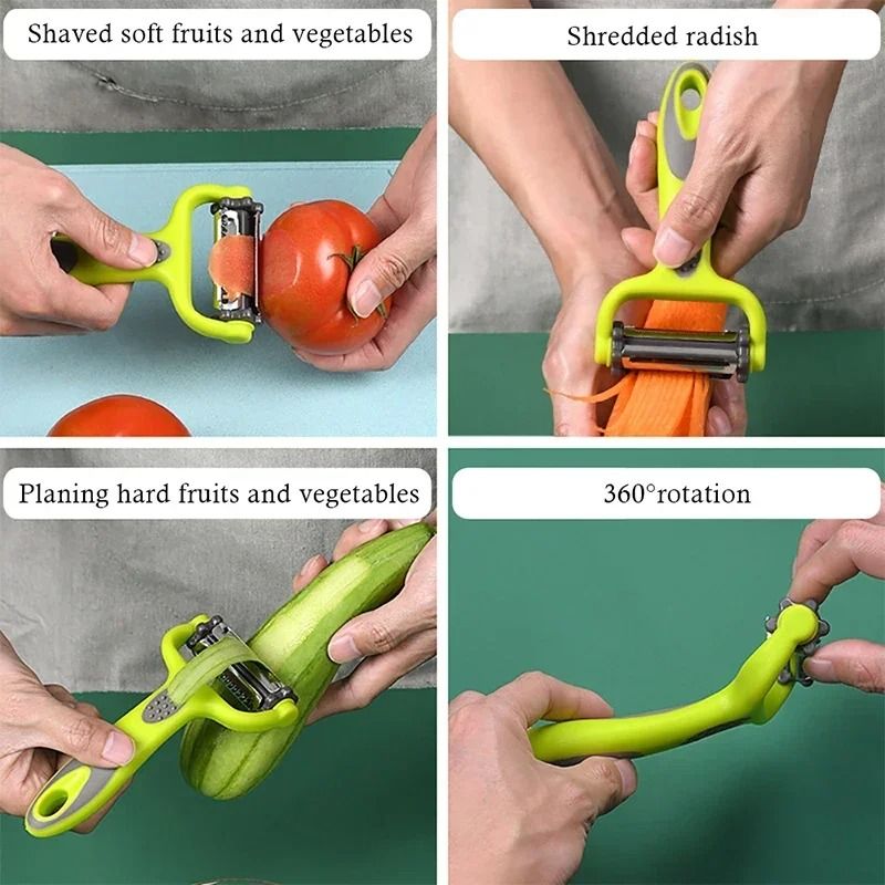 3-In-1 Rotary Multi-Peeler – Multifunction Julienne & Vegetable Slicer