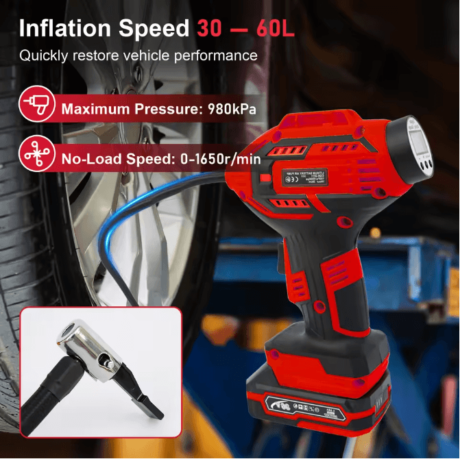 20V Portable Air Compressor Digital Tire Inflator with 12V Car Adapter for Car, Motorcycle, Bicycle, and Sports Balls