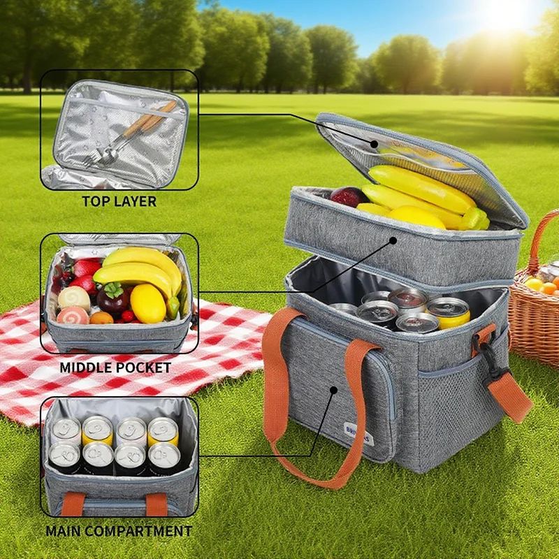 Double Layer Thermal Picnic Lunch Bag