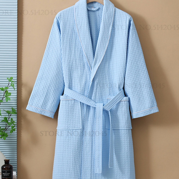 Cotton Couple Robe Waffle Bathrobe Gown, Yukata , Women Sleepwear, Casual Home Clothes, Spring Summer Loungewear