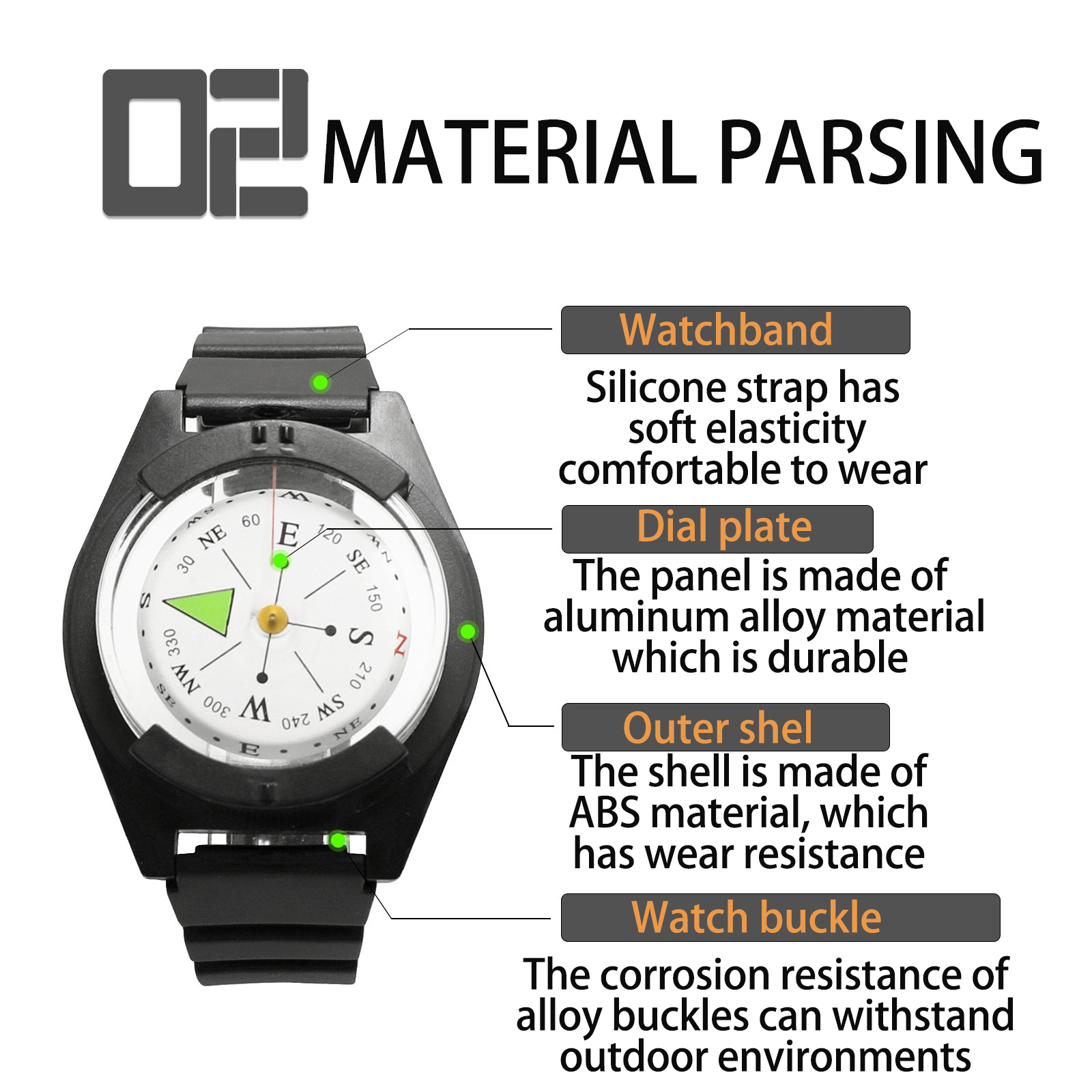 Wrist Compass Watch for Hiking, Camping and Survival Navigation Tool