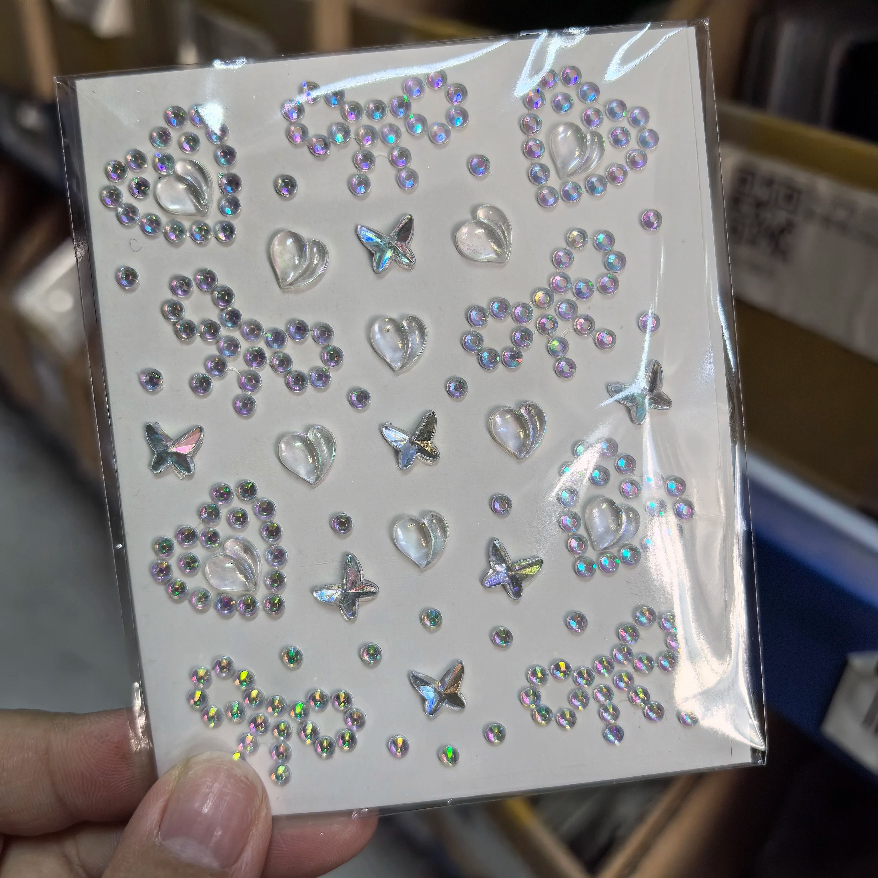 StarGlow Face Gem Stickers Laser Sparkle Rhinestone Face Stickers Stars Heart Moon Makeup Gems
