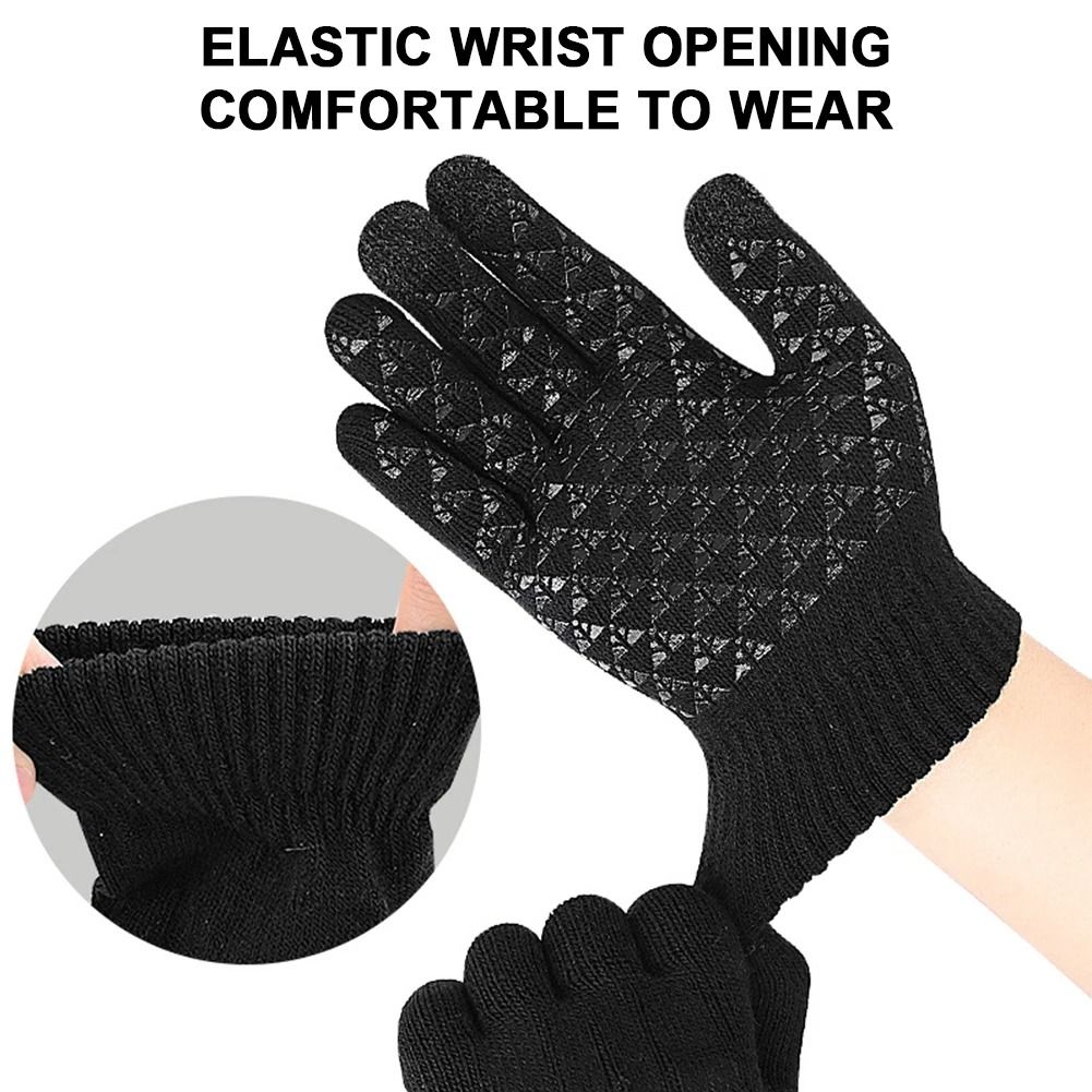 USB Electric Heated Full Finger Touch Screen Gloves Windproof Thermal Mitts