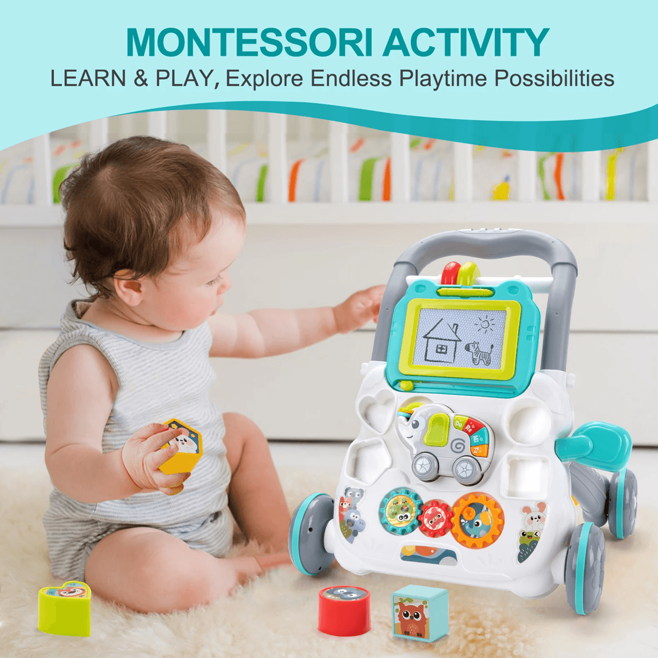 StepPlay Musical Baby Walker with Activity Board for Early Learning